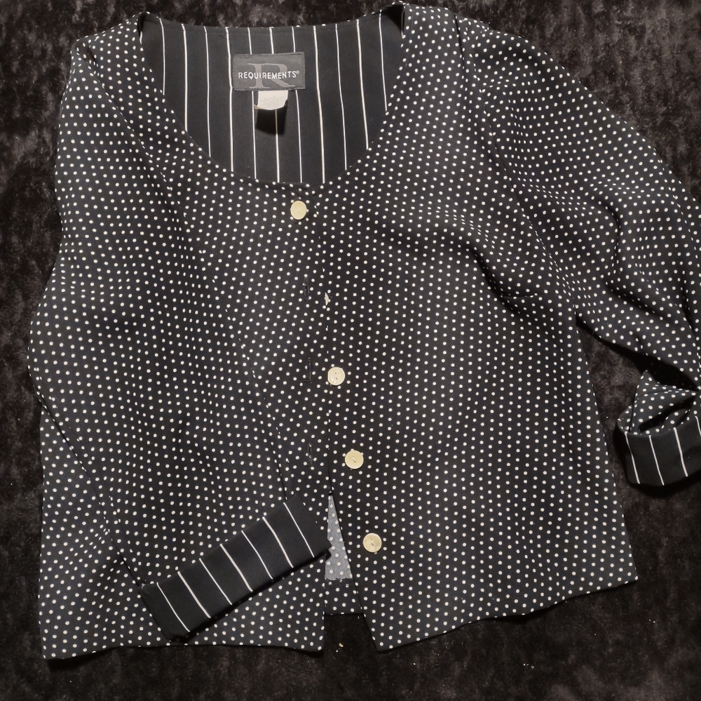 Requirements Black and White Polka Dot Blouse